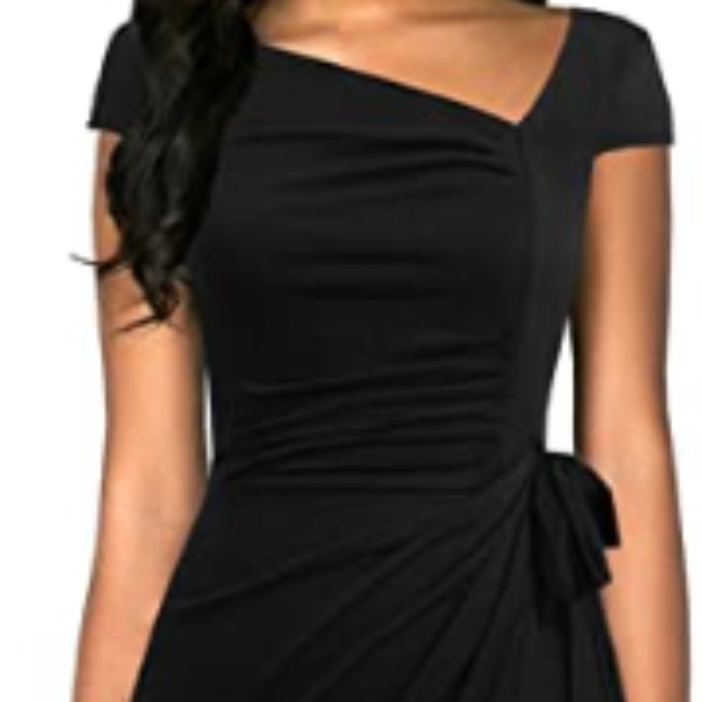 Retro 1950's Style Cap Sleeve Black Dress